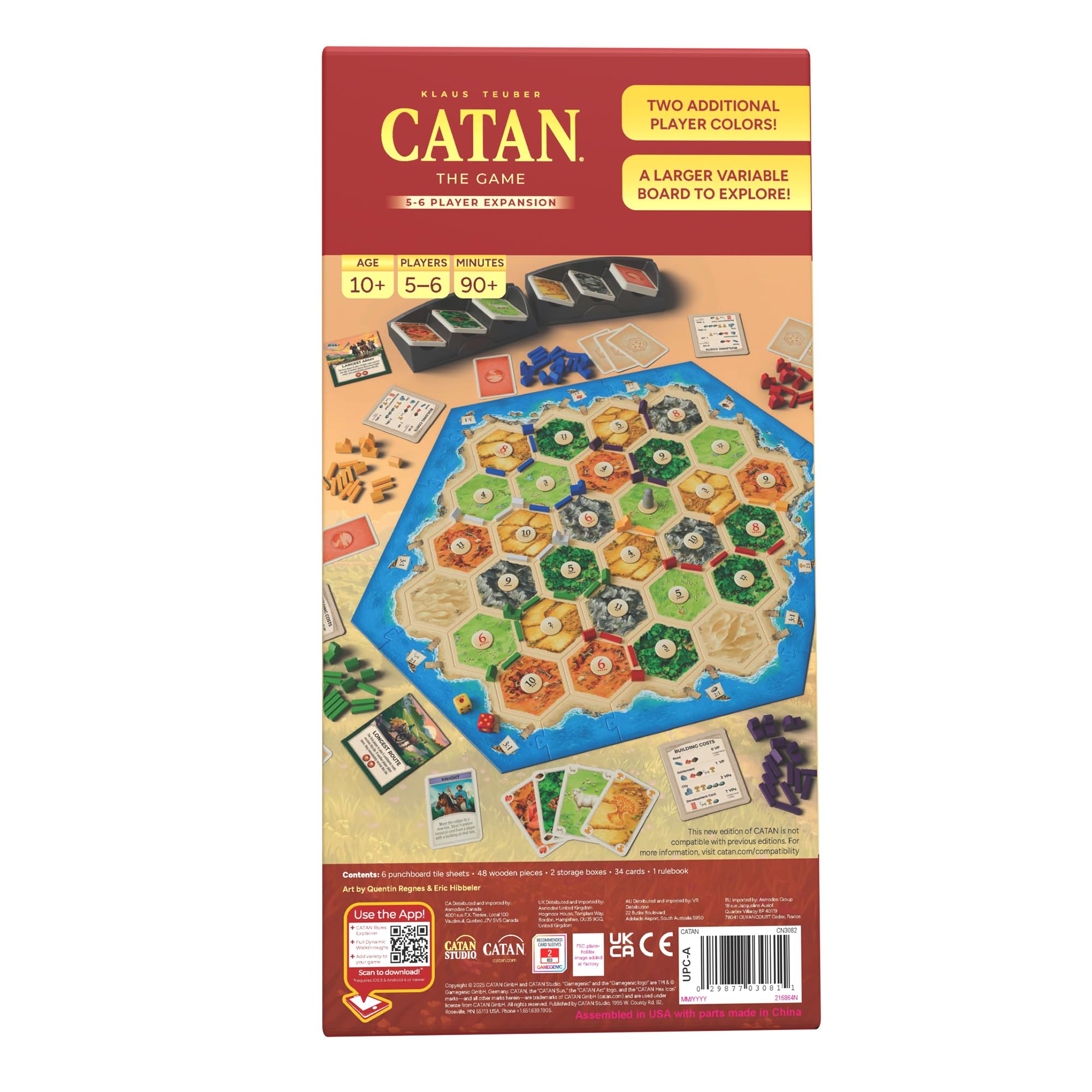 CATAN close-up of terrain hex tiles and frame pieces, CATAN detail helps smooth expanded map setup