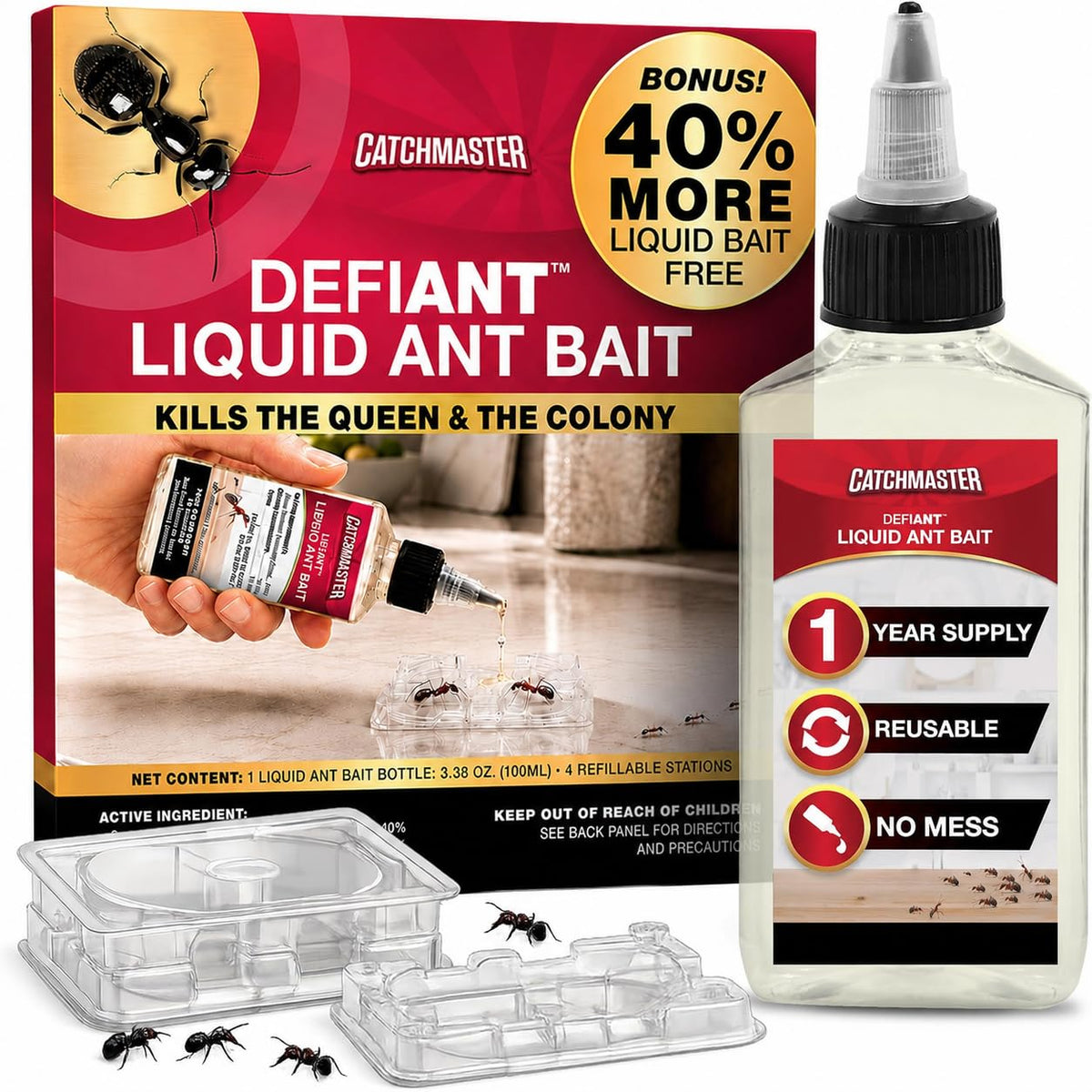 Catchmaster DEFIANT front packaging showing kit components and benefits