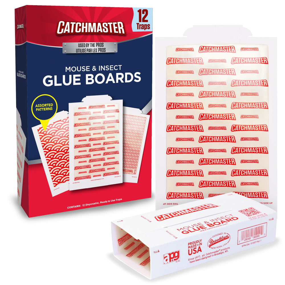 Catchmaster front packaging 12-count showing size and indoor use benefit