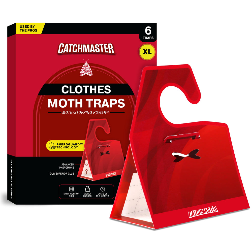 Catchmaster front packaging of closet moth traps showing pack and benefit of protection