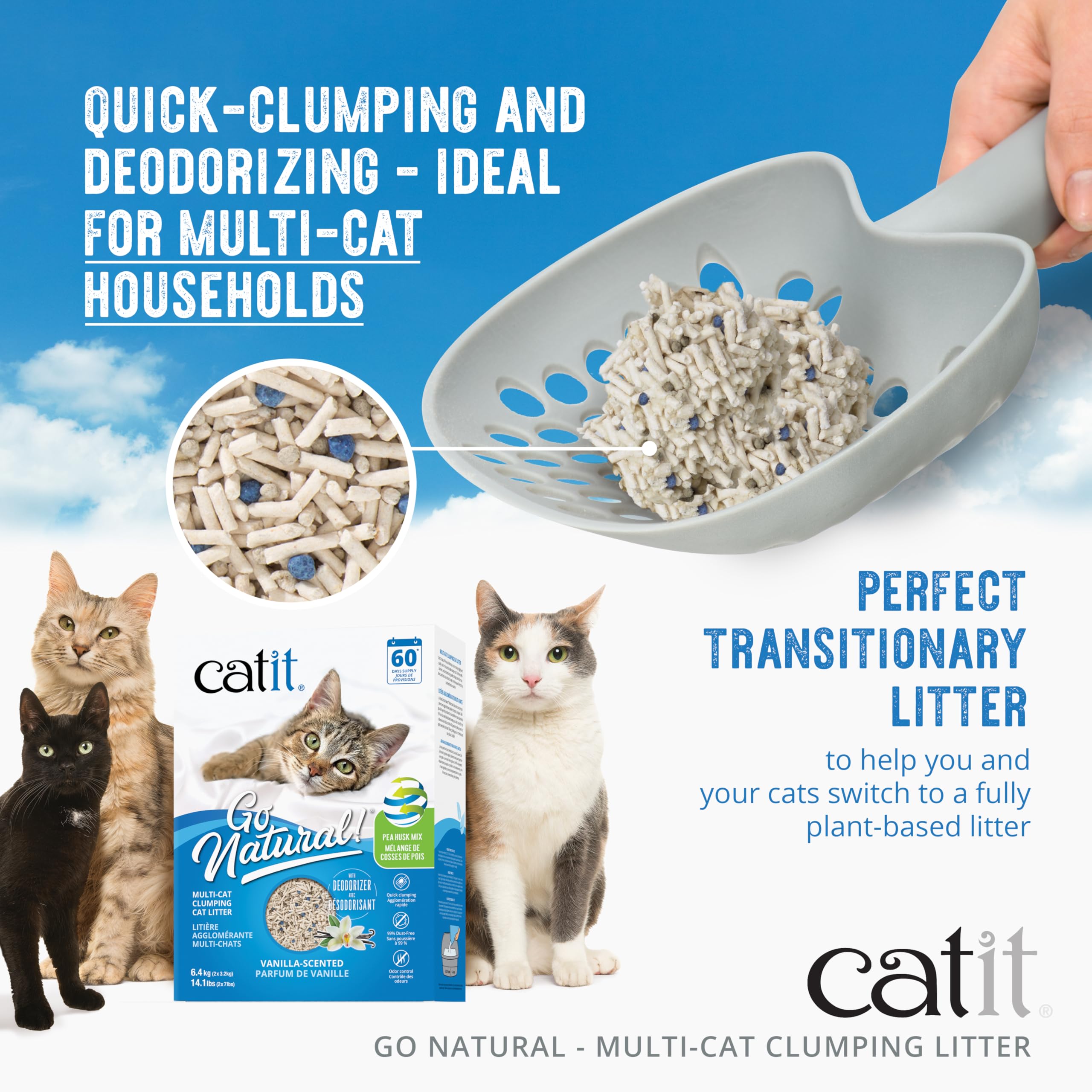 Catit litter in box with cat demonstrating quick clumping performance