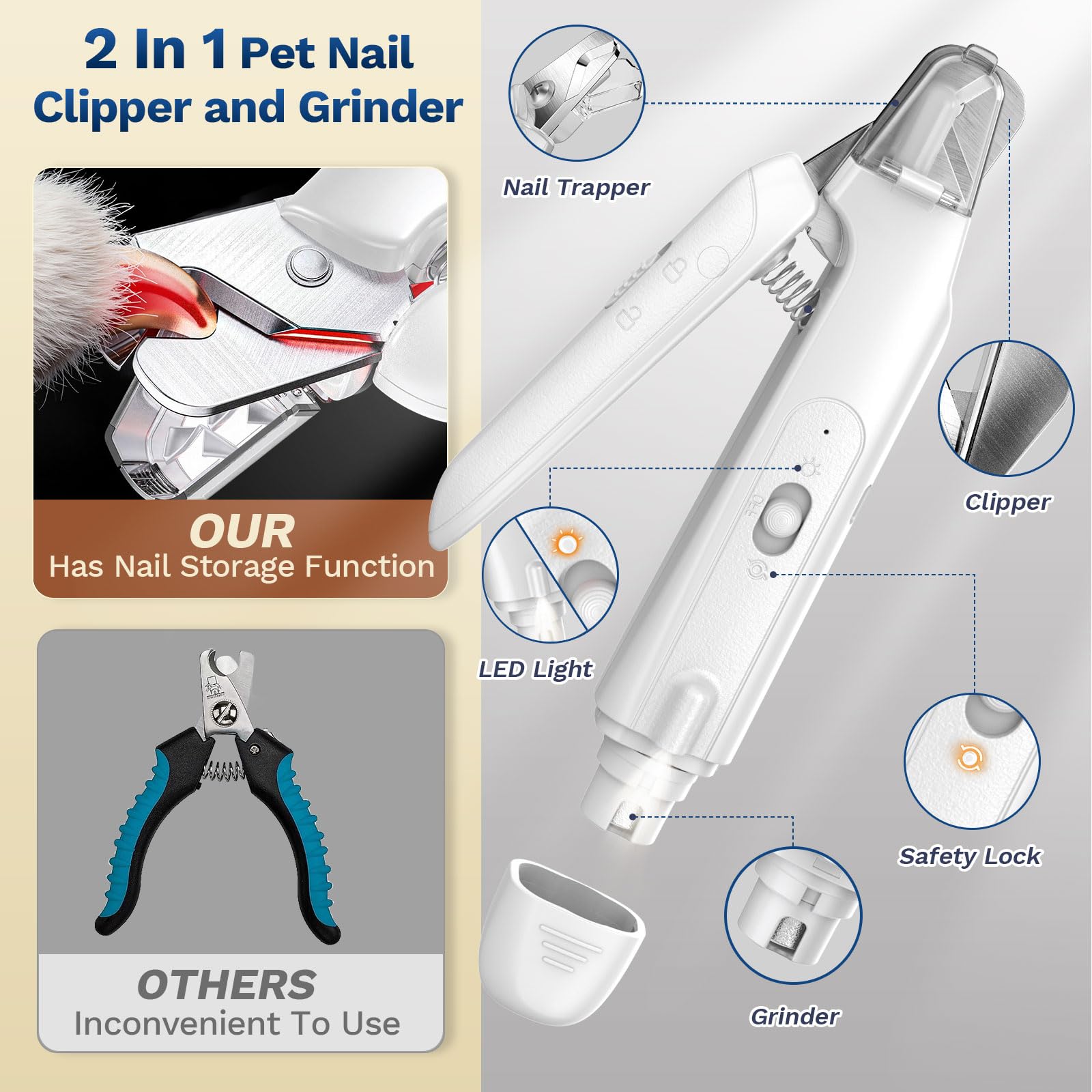 Catpick Care finishing a cat paw with grinder, smoother, snag-free nails