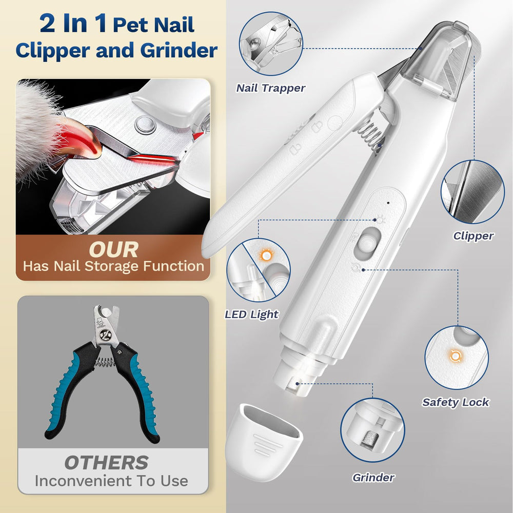 Catpick Care finishing a cat paw with grinder, smoother, snag-free nails