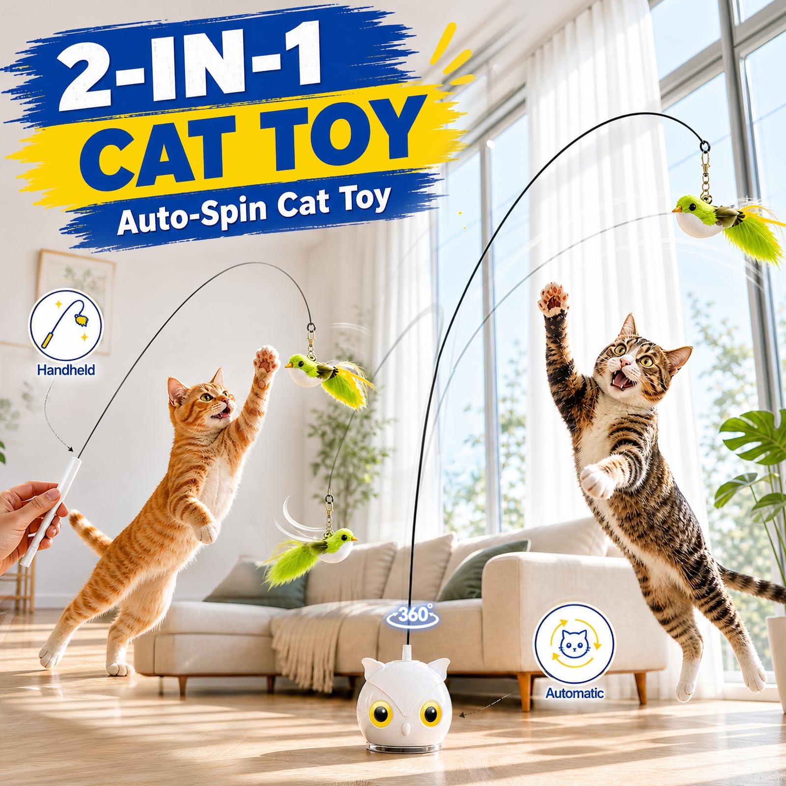 CATPICK close-up of rotating wand demonstrating realistic motion