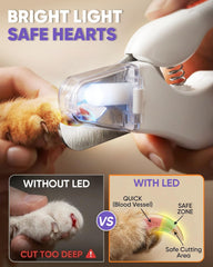 CATPICK dual LED lights illuminating a pet nail for safer trimming