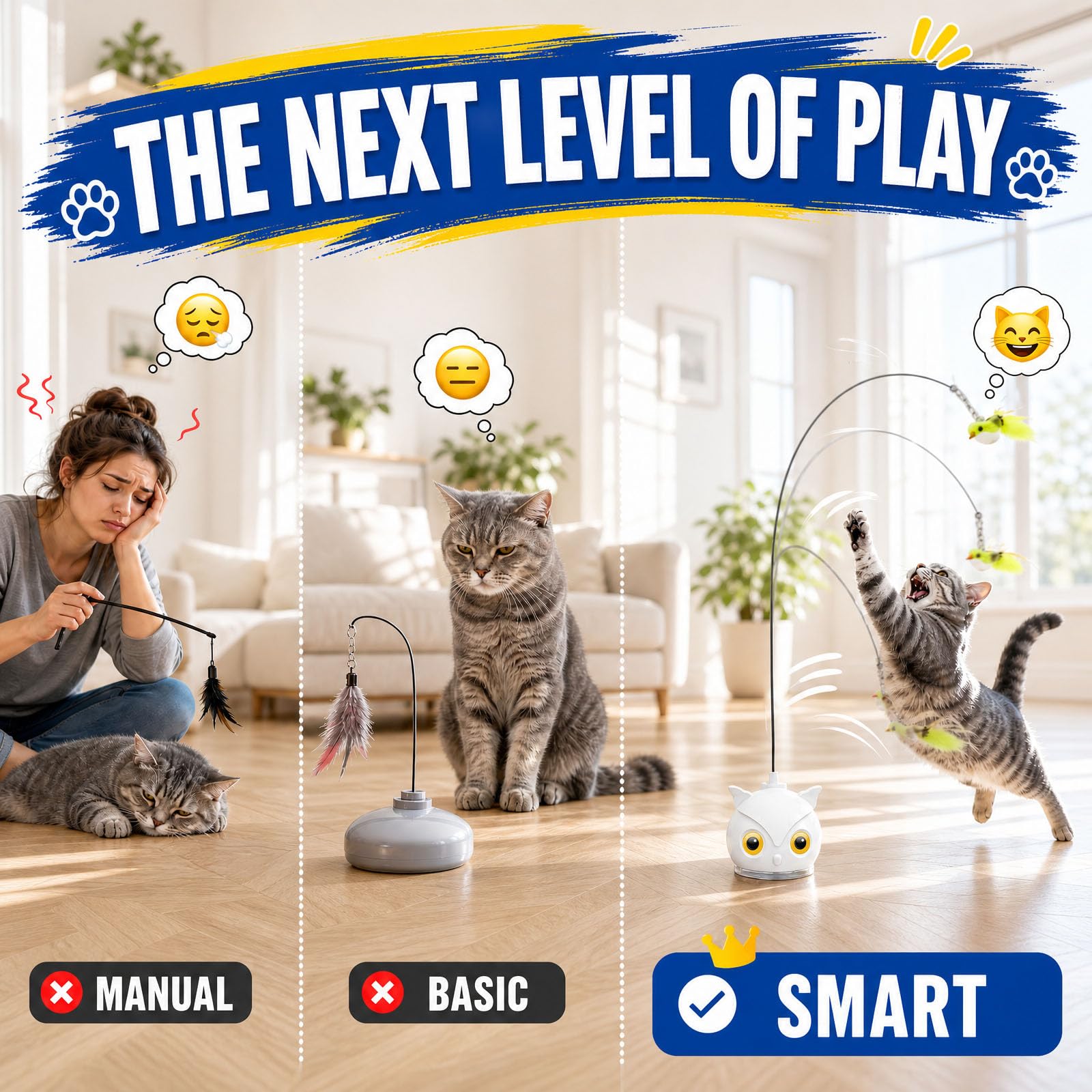 CATPICK in use with a kitten stalking feather for activity and focus