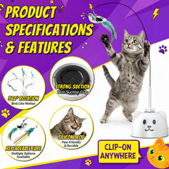 Catpick Joy feather attachment detail highlighting motion that entices cats to chase