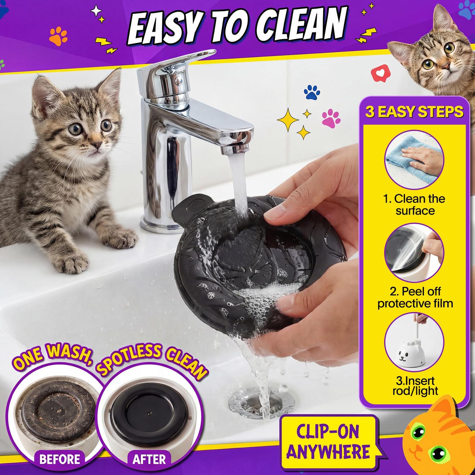 Two cats interacting with Catpick Joy in a living room encouraging shared playtime