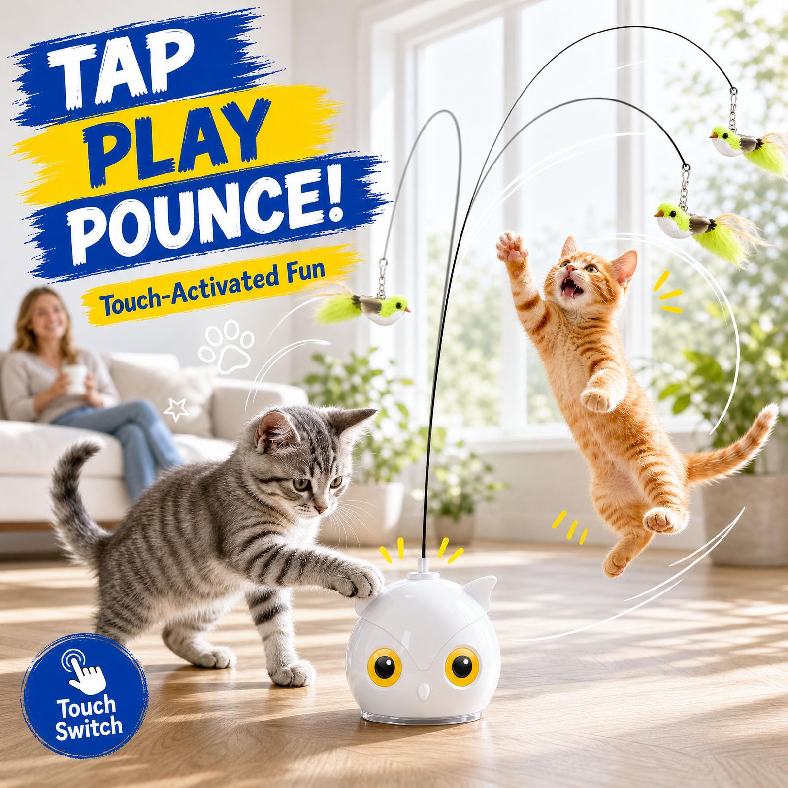 CATPICK USB recharge cable connected, convenient power without batteries