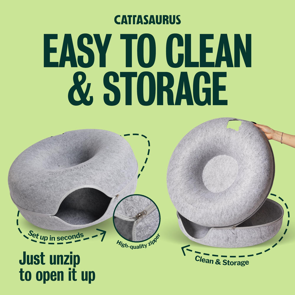 Detached Cattasaurus tunnel folded for easy cleaning and storage convenience