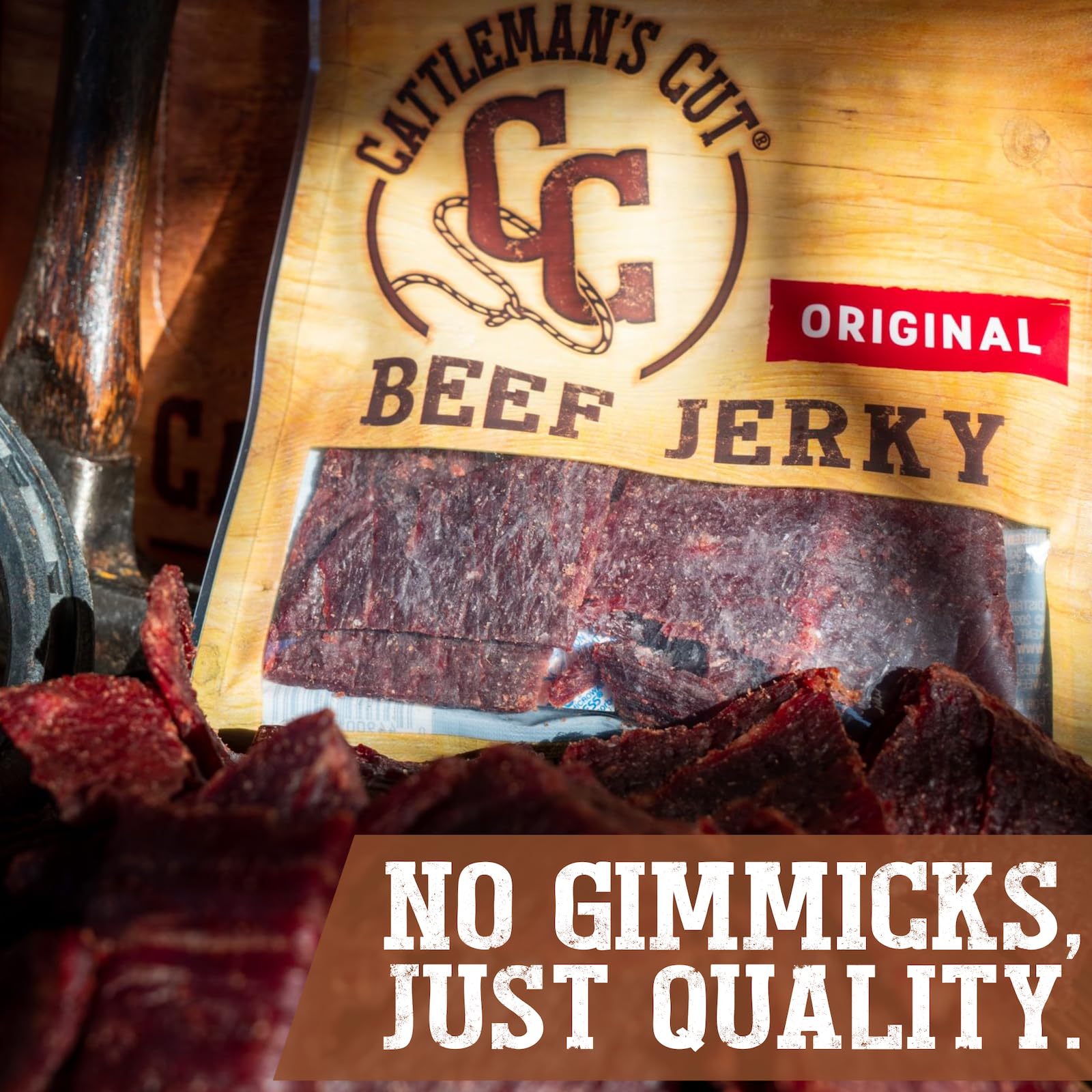 CATTLEMAN'S CUT ingredient label close-up showing keto and gluten-free benefit
