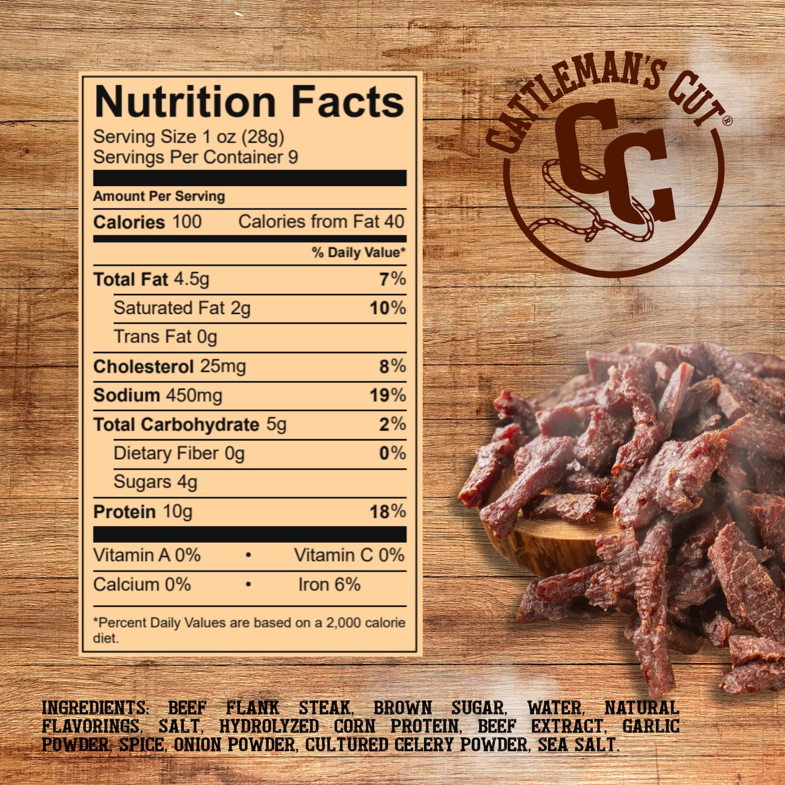 CATTLEMAN'S CUT steak strips served on wooden board illustrating snack presentation