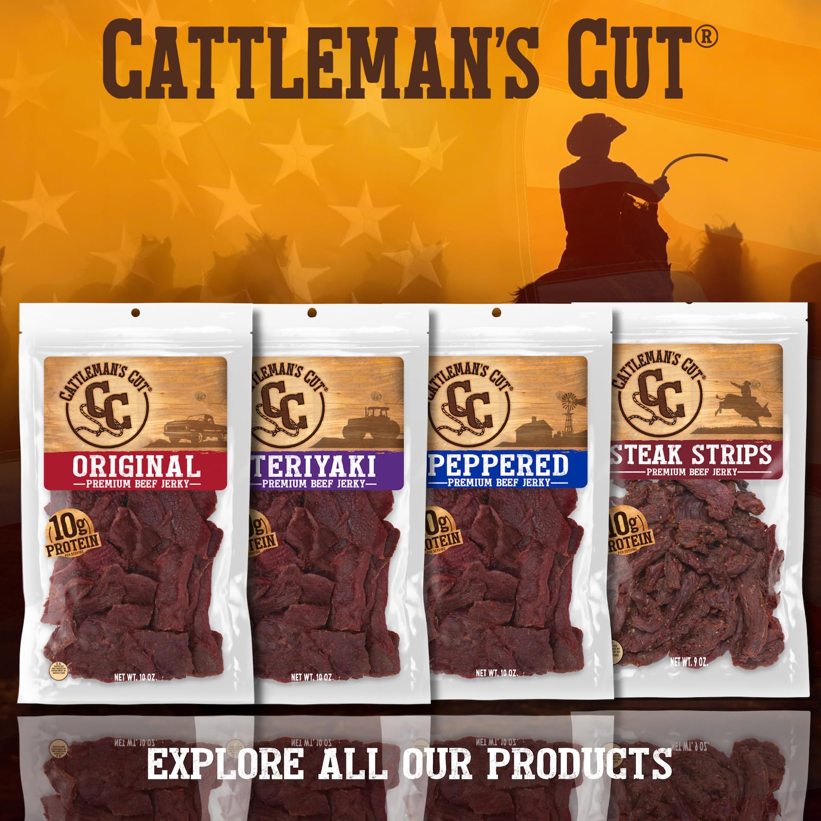 CATTLEMAN'S CUT size comparison in hand demonstrating generous strip length and portion