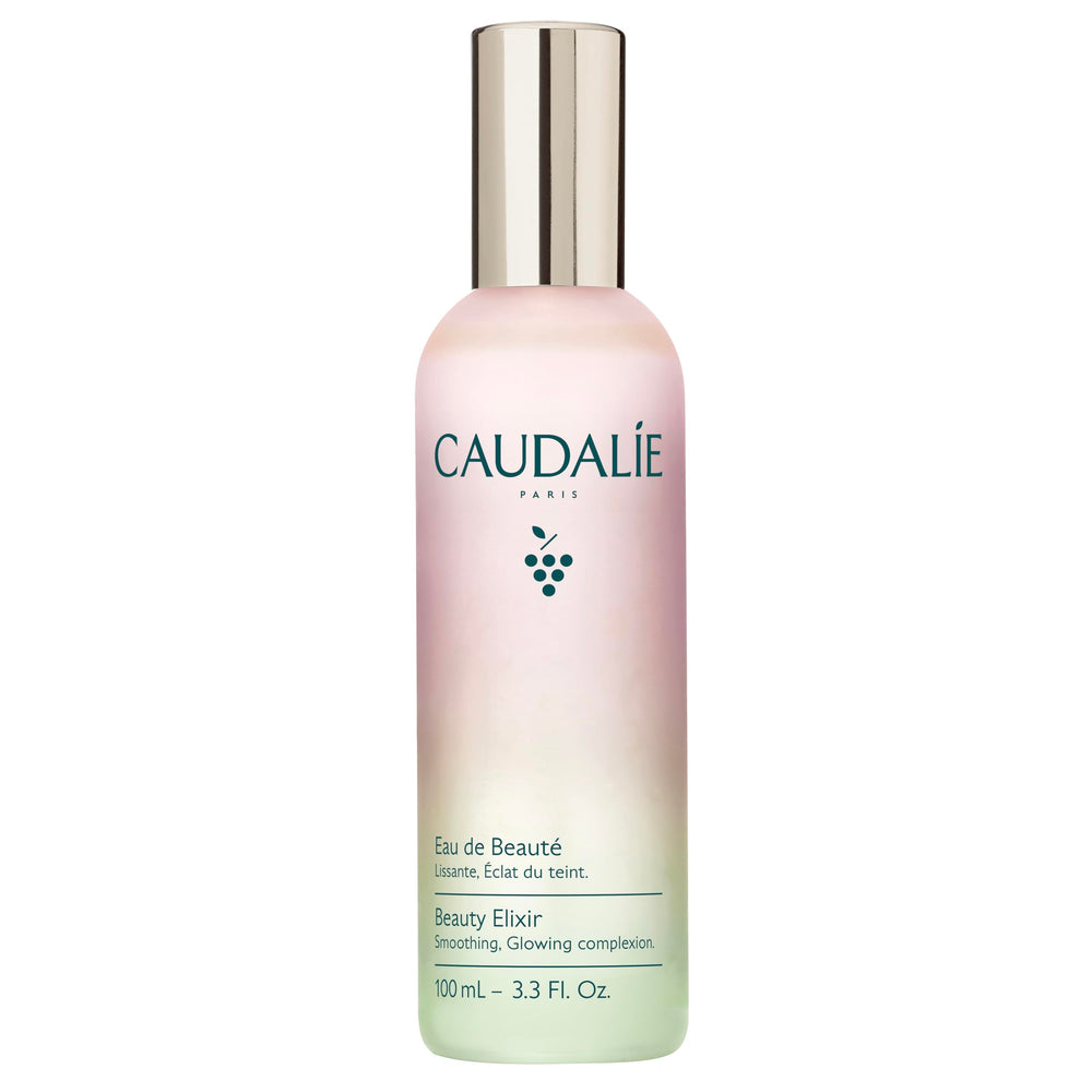 Caudalie Beauty Elixir front bottle showing elegant packaging and glow benefits
