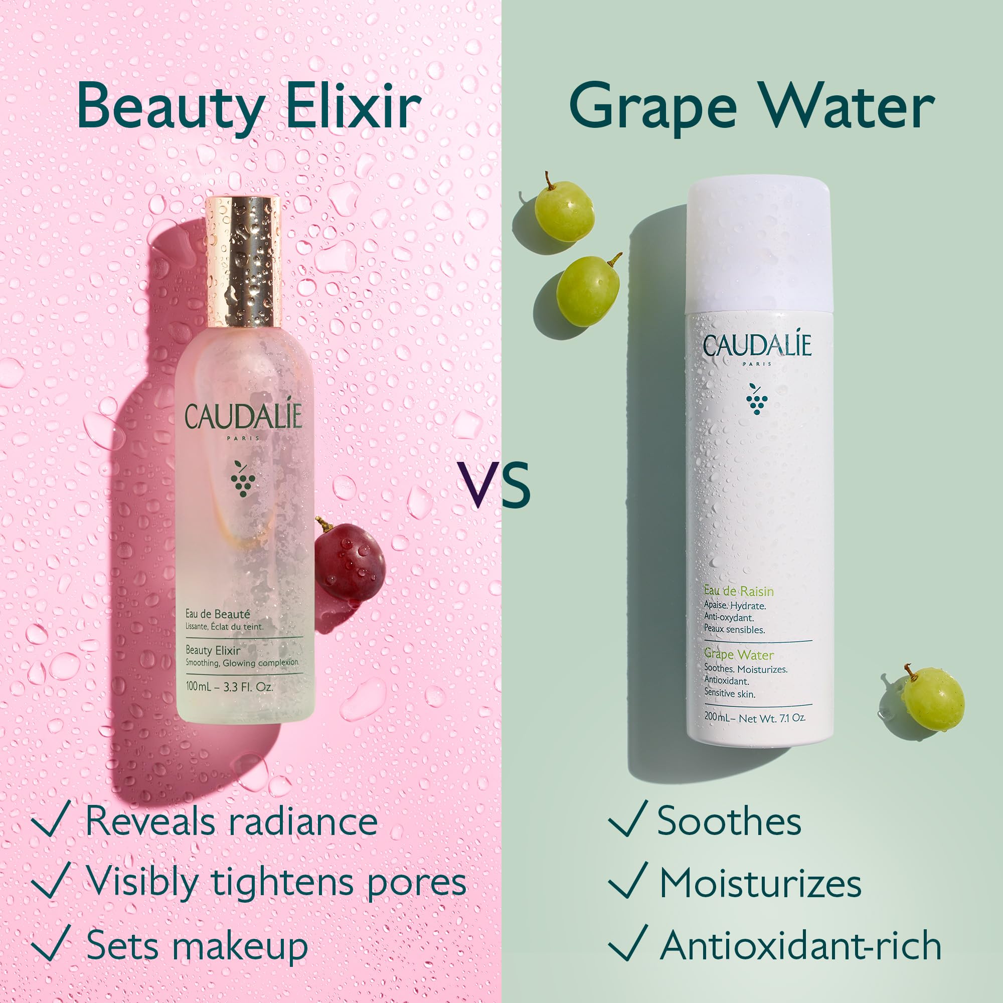 Caudalie Beauty Elixir on makeup table illustrating use as a setting spray benefit
