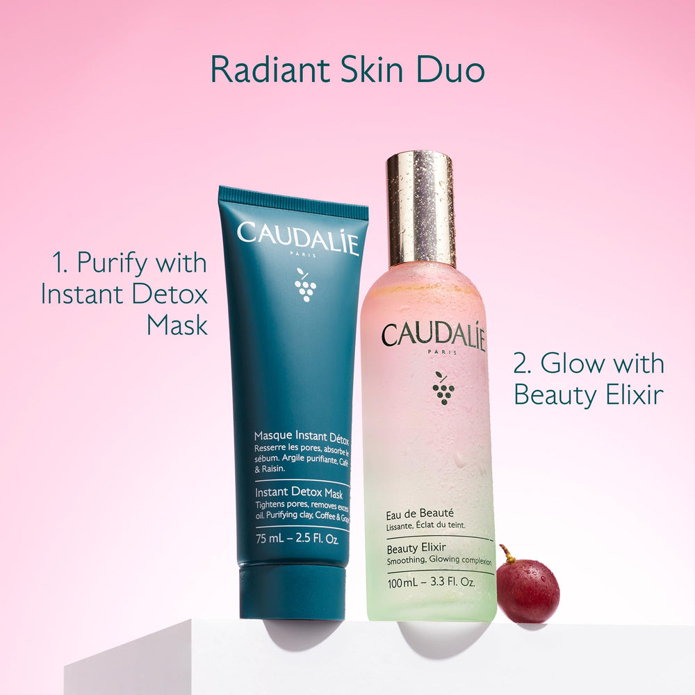 Caudalie Beauty Elixir in a travel pouch showing portability and convenience benefit