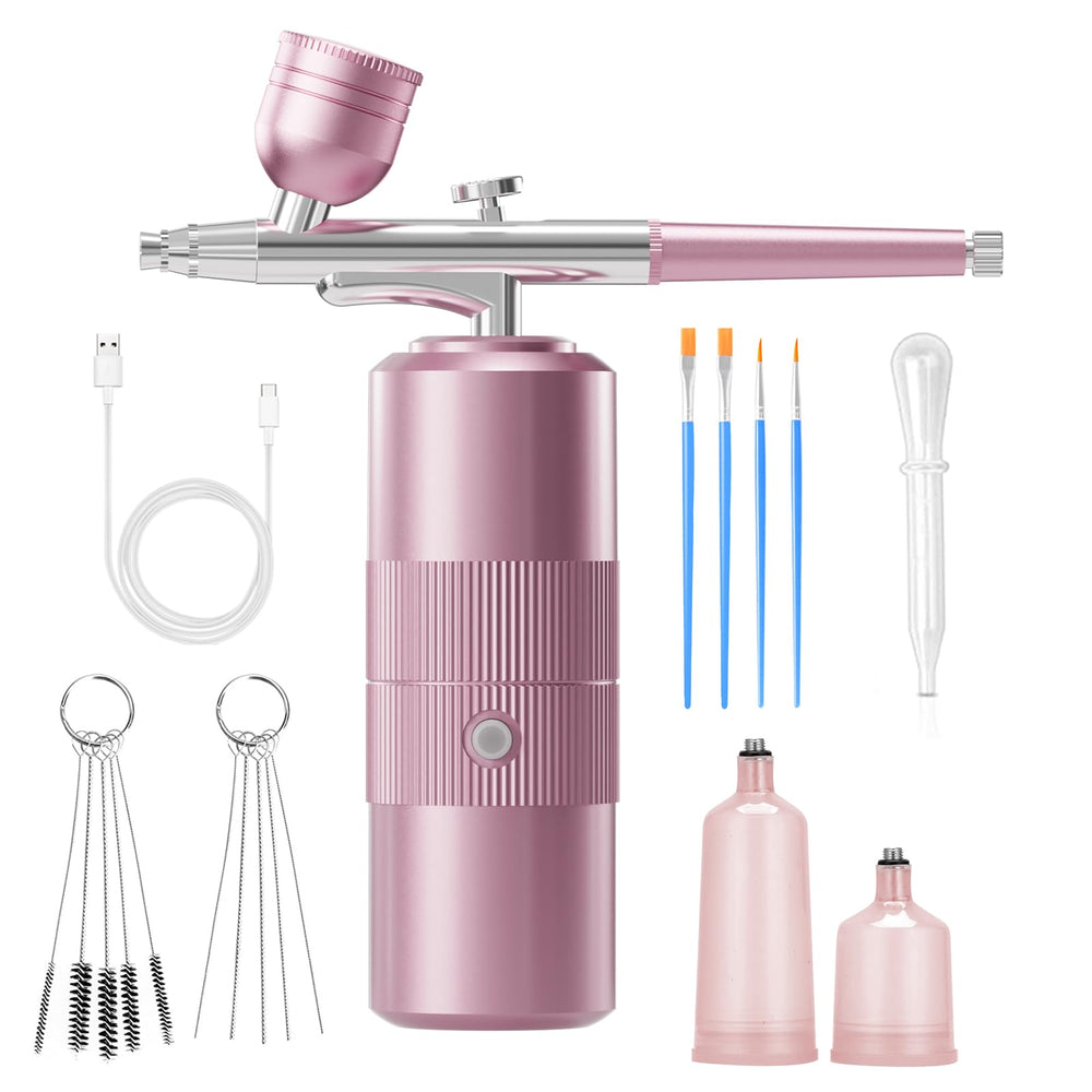 CBVCBV front packaging showing complete pink airbrush kit and portability benefit