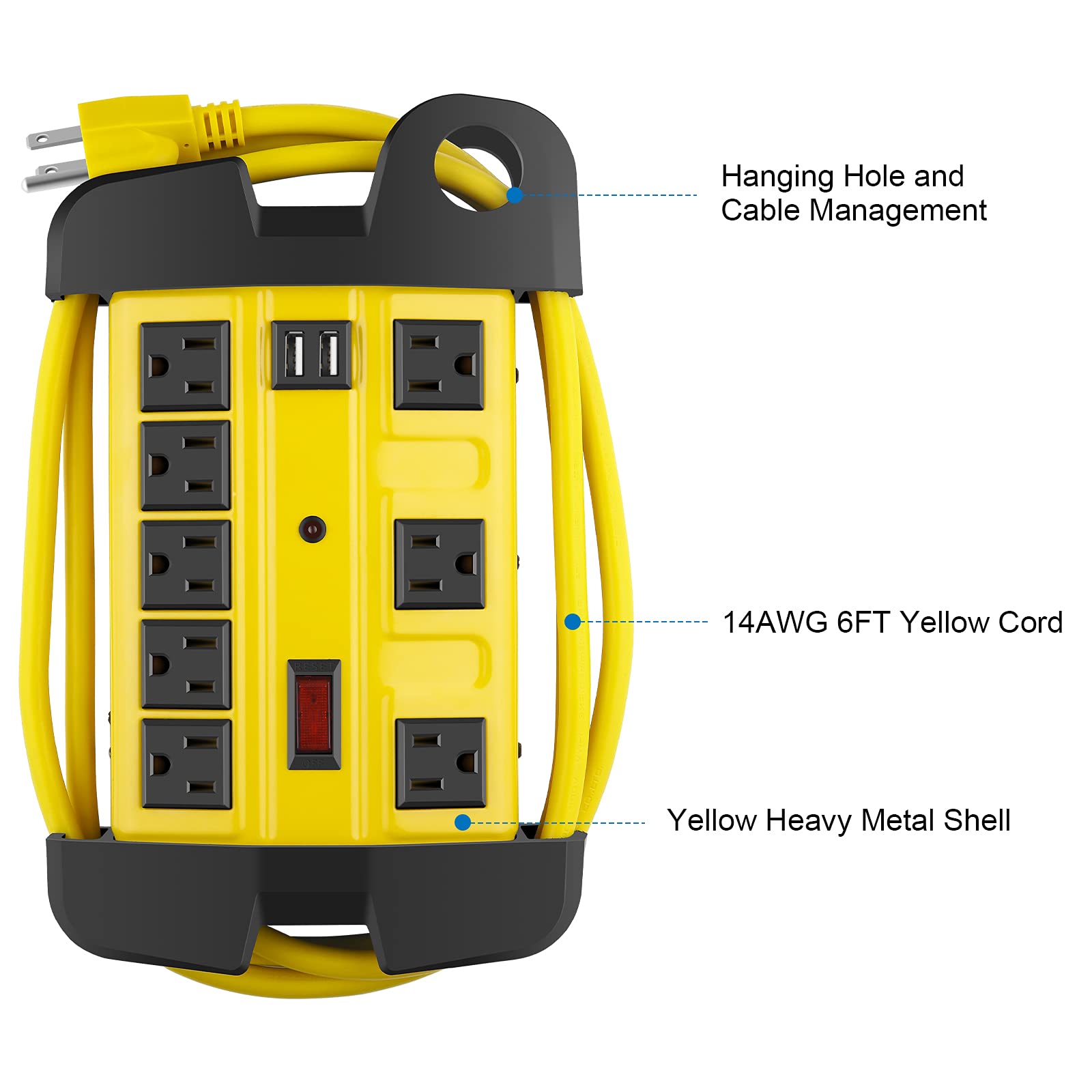 CCCEI 6ft cord with velcro wrap organized for neat cable management