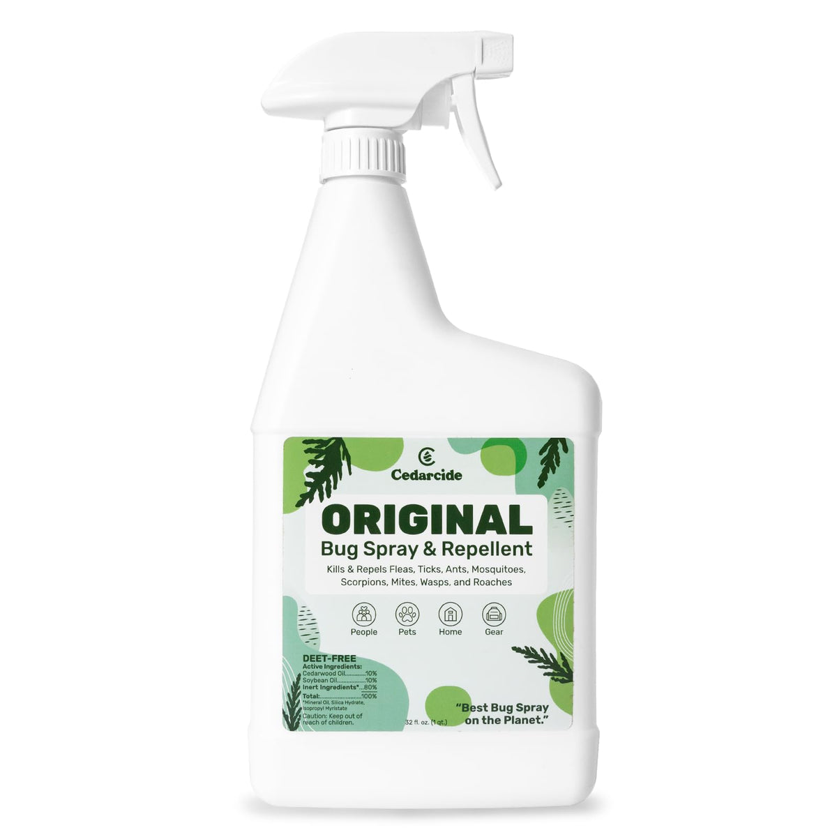 Cedarcide front packaging showing 32oz bottle and benefits