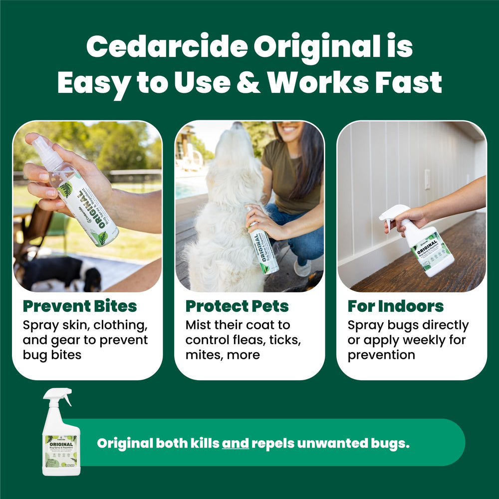 Cedarcide in camping setting keeping bugs away from campsite