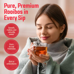 Cederberg brewed red rooibos in a clear mug showing deep amber color