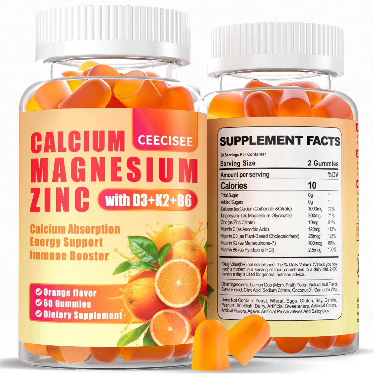Ceecisee front packaging showing jar and orange flavor, clear product benefit
