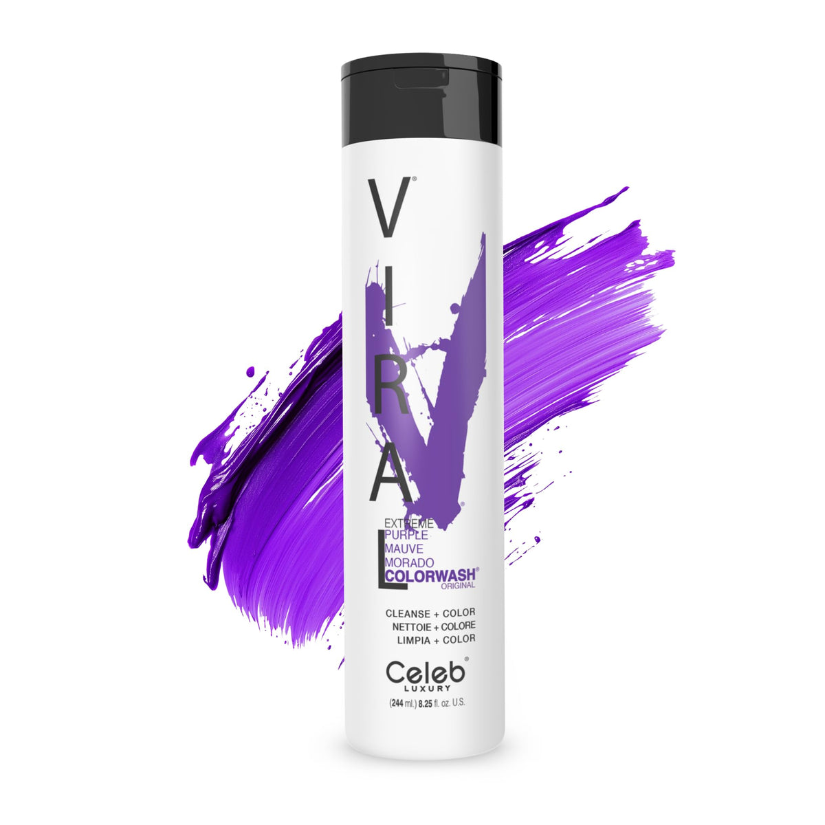 Celeb Luxury bottle front view showing purple color and easy identification benefit