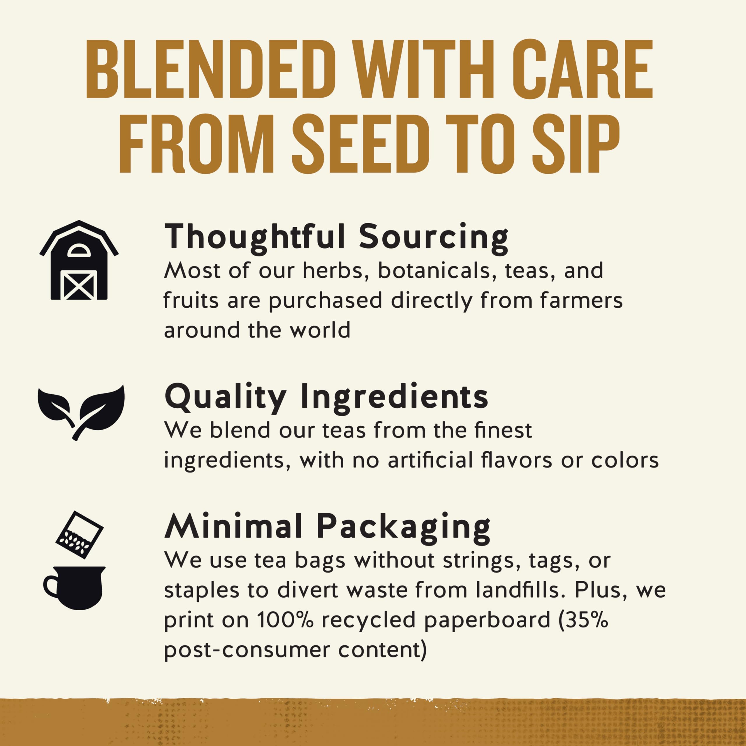 Celestial Seasonings brewed tea in a mug offering warming comfort and chai flavor benefit