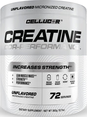 Cellucor tub front view showing product branding and servings benefit