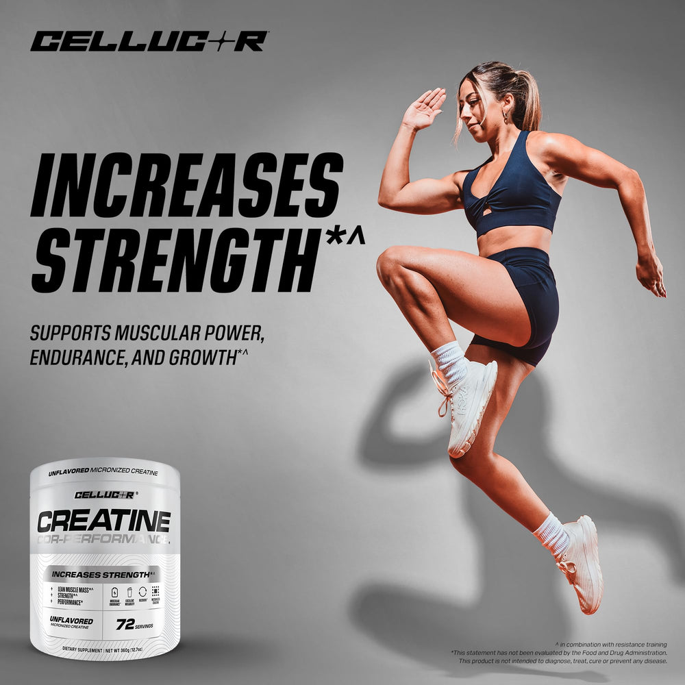 Cellucor creatine next to gym gear to show use for increased training intensity
