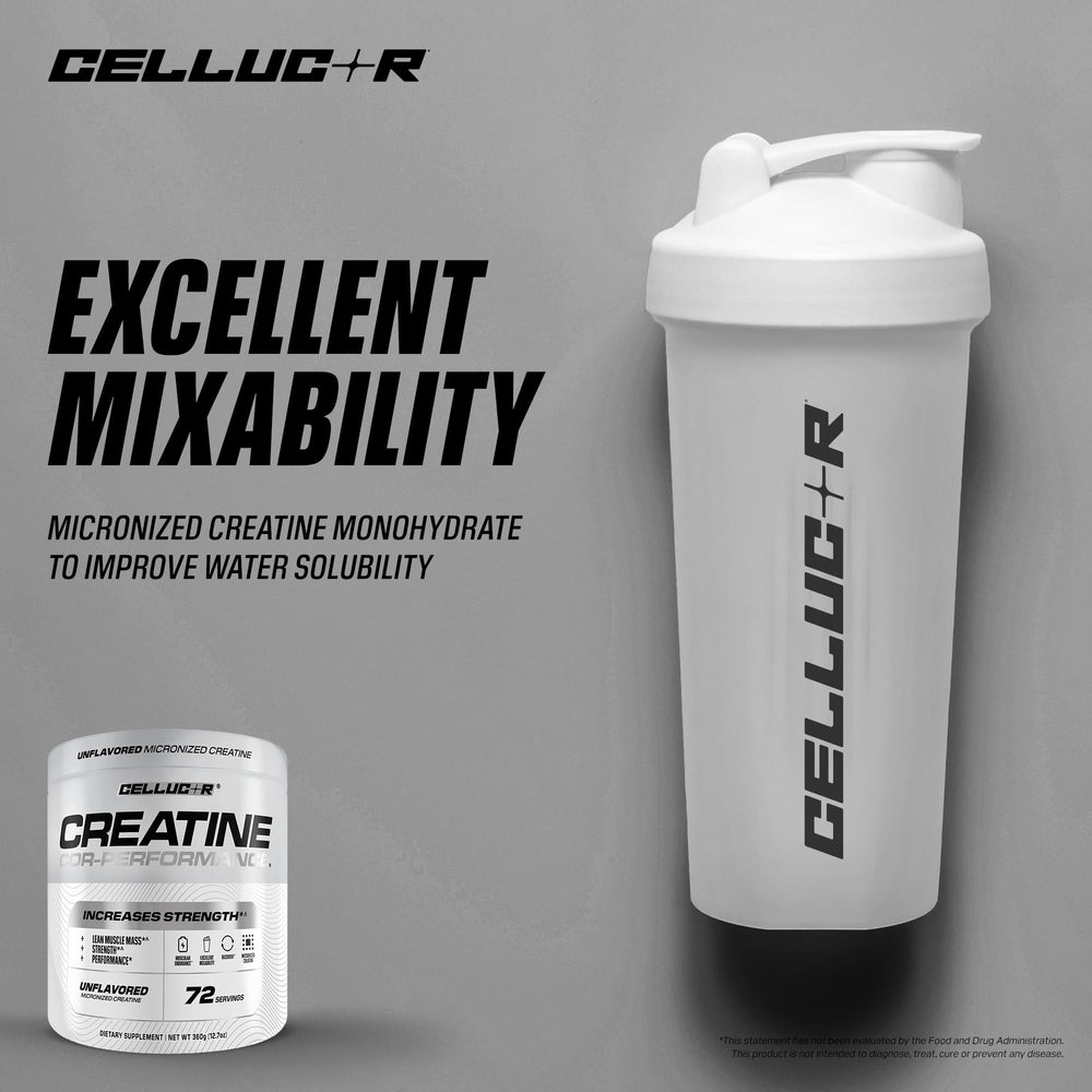 Cellucor tub beside common objects to show size and 72-serving supply