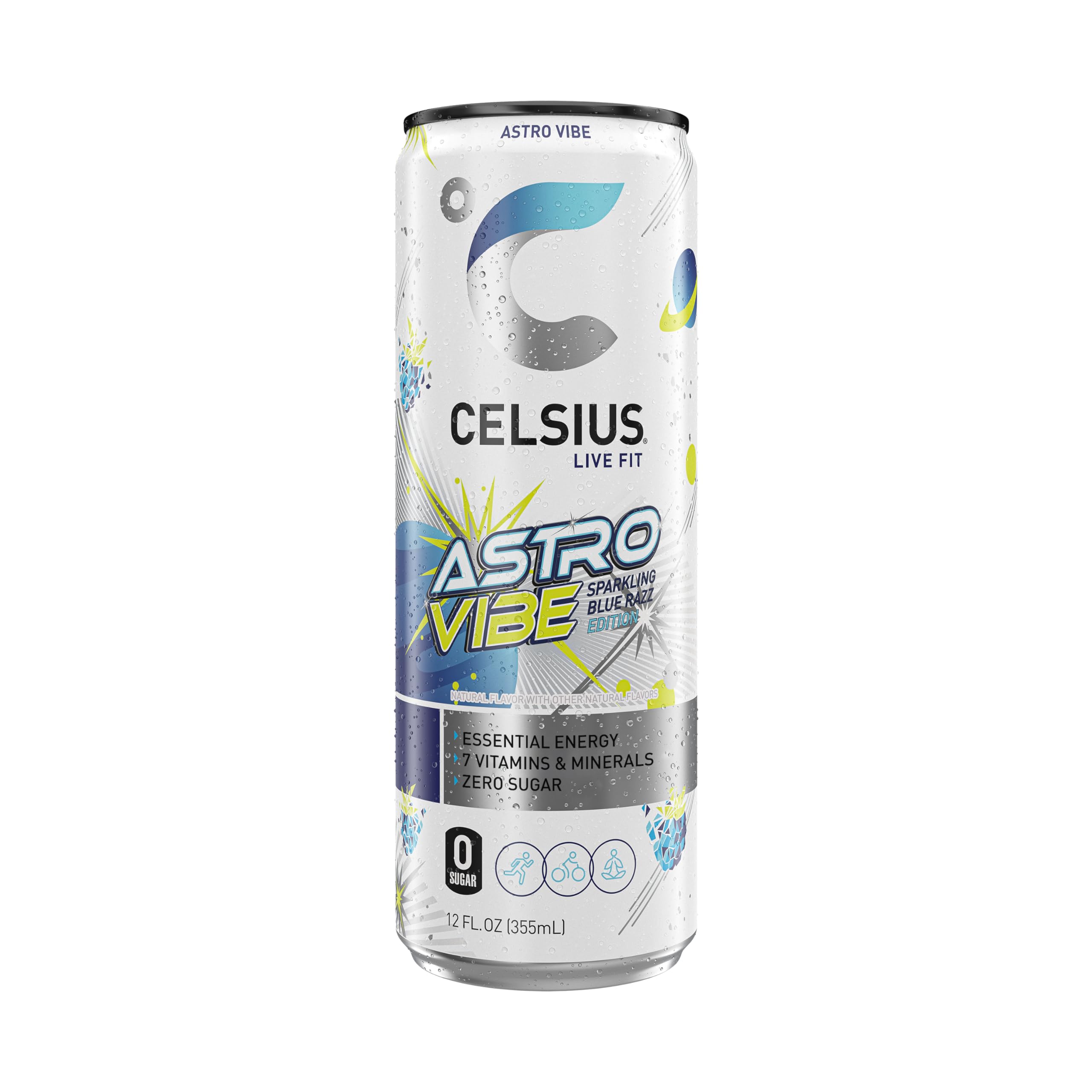 CELSIUS can beside gym gear illustrating pre-workout boost benefit