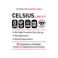 CELSIUS poured into glass over ice showing fizzy carbonation and refreshing taste benefit
