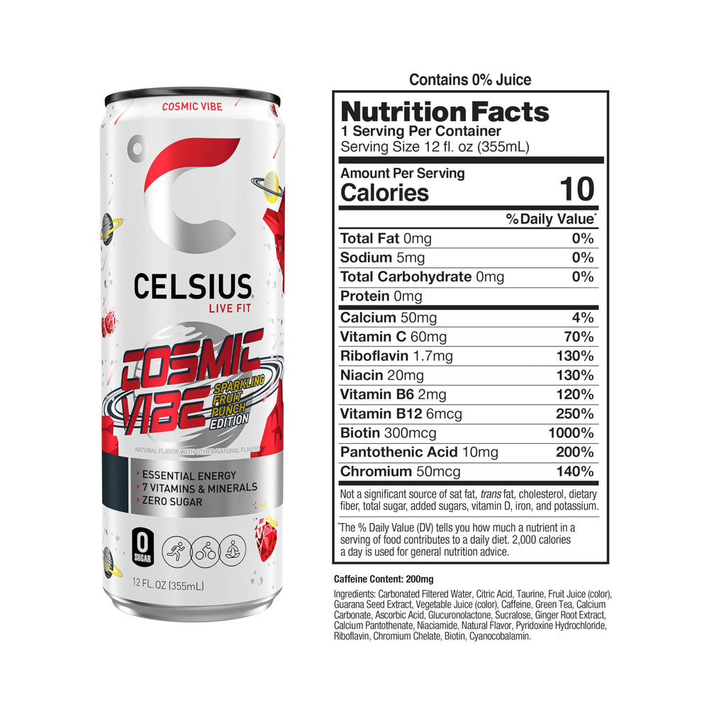 CELSIUS 12-pack boxed packaging displaying convenience and multipack value