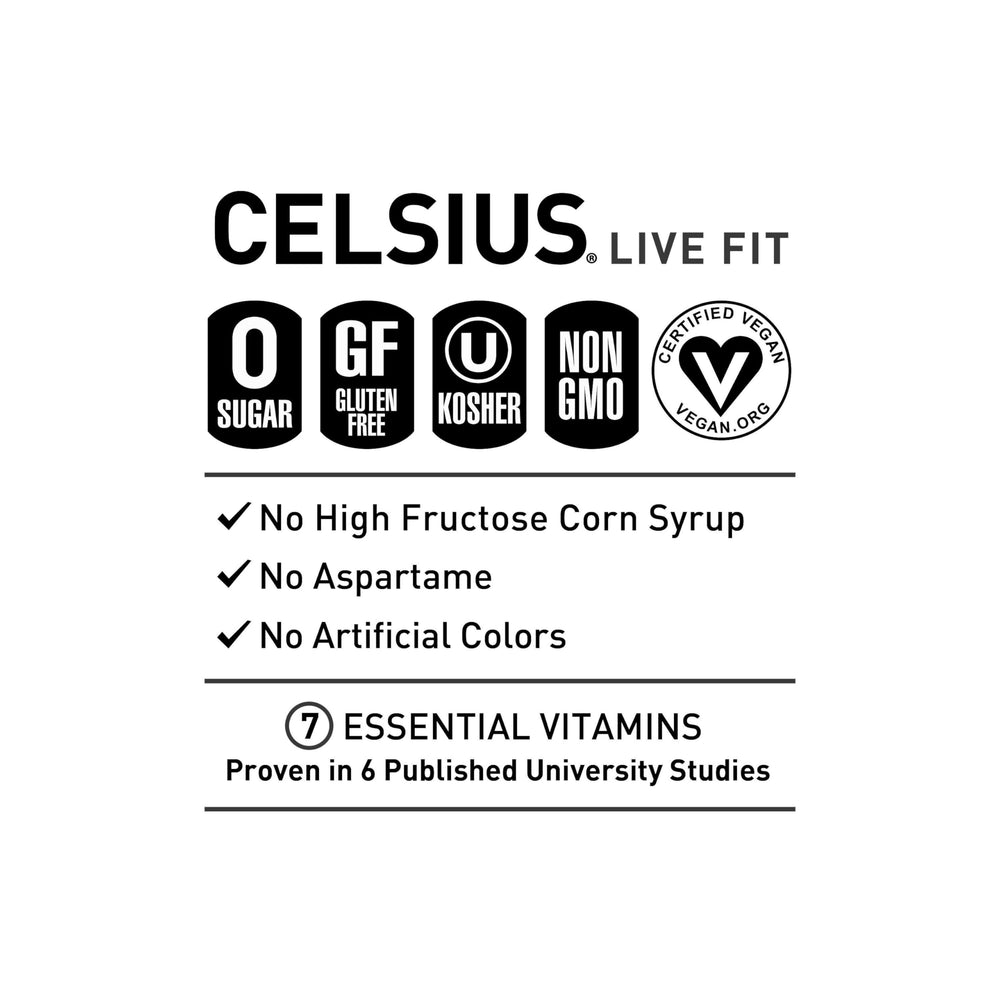 CELSIUS being poured into a glass showing smooth non-carbonated texture