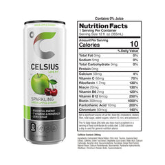 CELSIUS slim can side label highlighting ingredients and zero sugar benefit