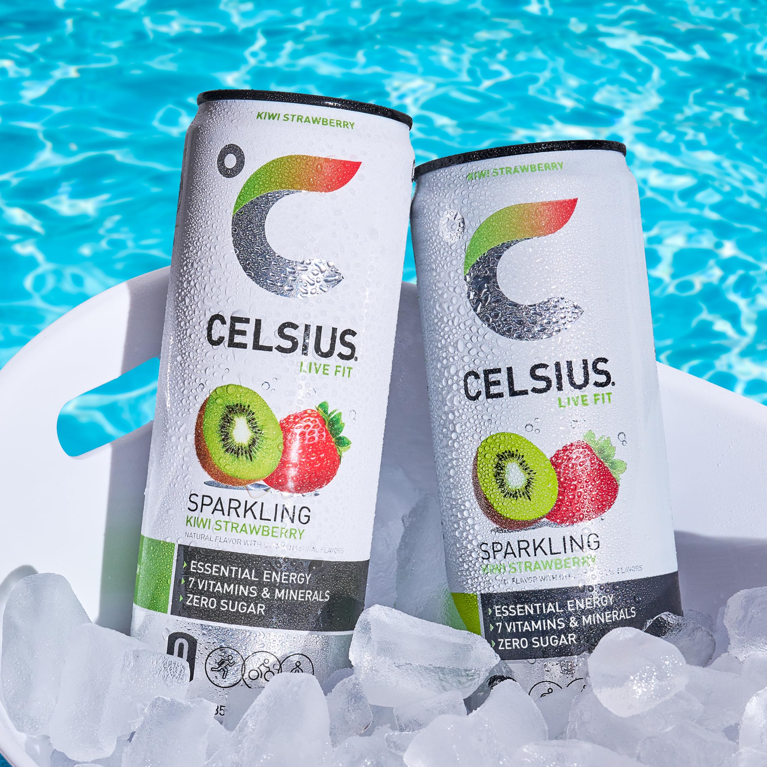 CELSIUS can beside gym gear representing workout boost and active lifestyle benefit
