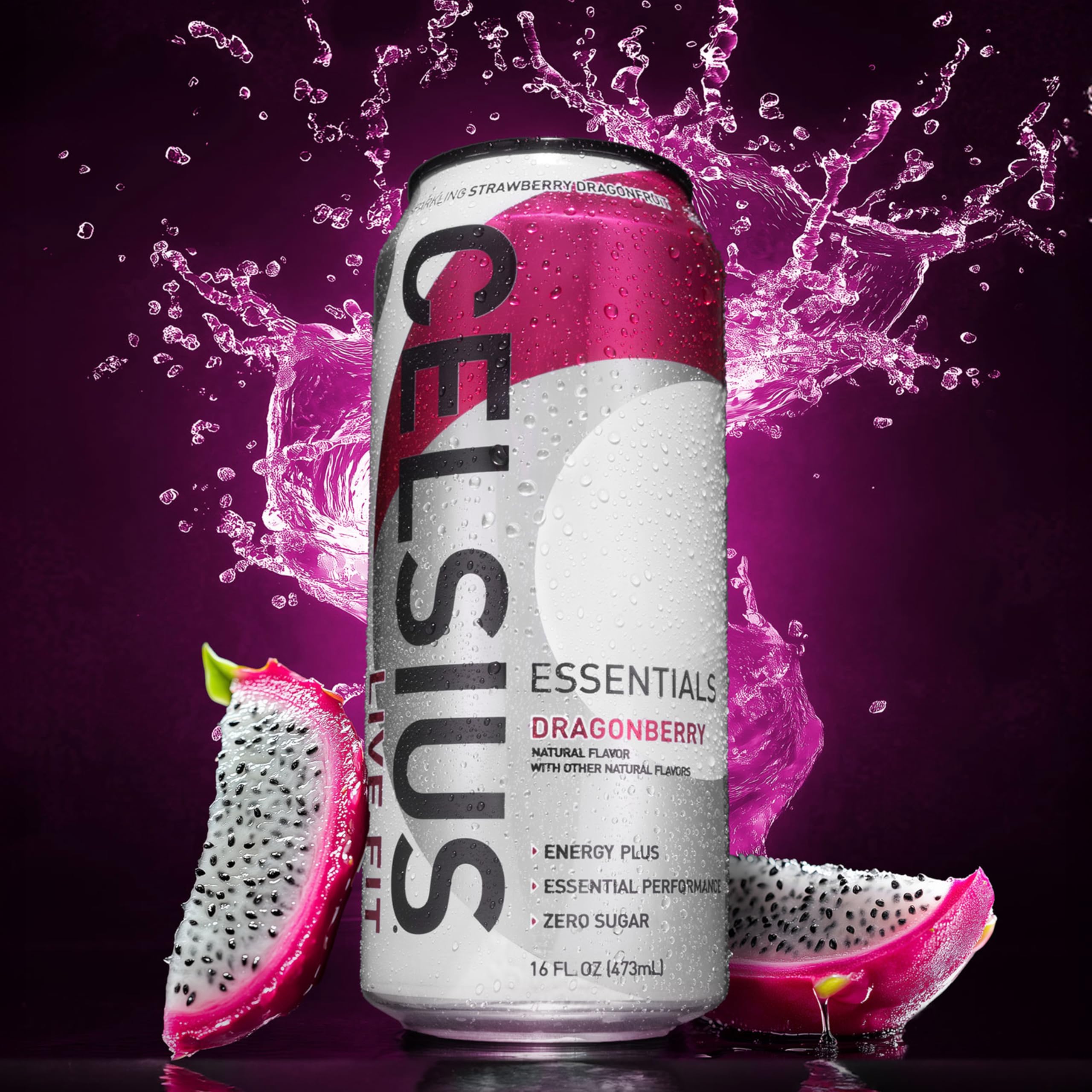CELSIUS can beside gym bag illustrating pre-workout convenience and energy