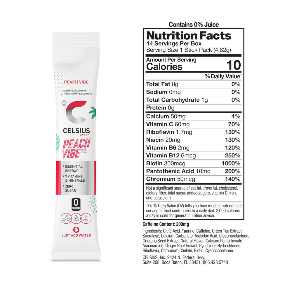 CELSIUS powder texture in spoon showing mixability and vibrant flavor