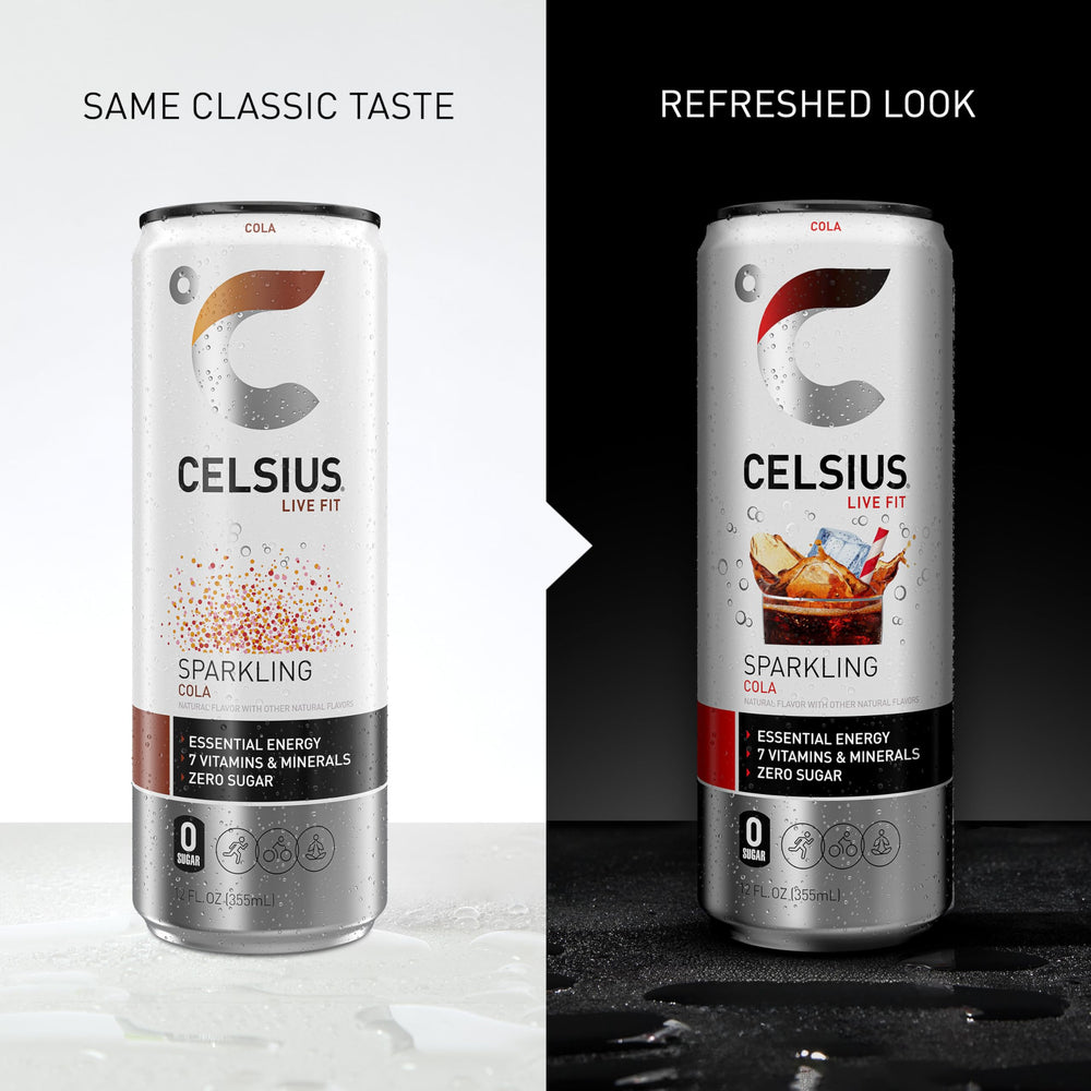 CELSIUS pack of 12 box scale showing quantity and storage convenience
