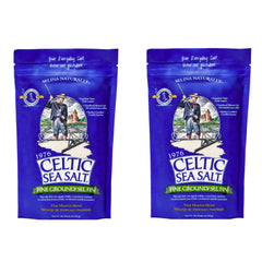 Celtic Sea Salt front packaging showing two resealable bags and branding benefit convenience