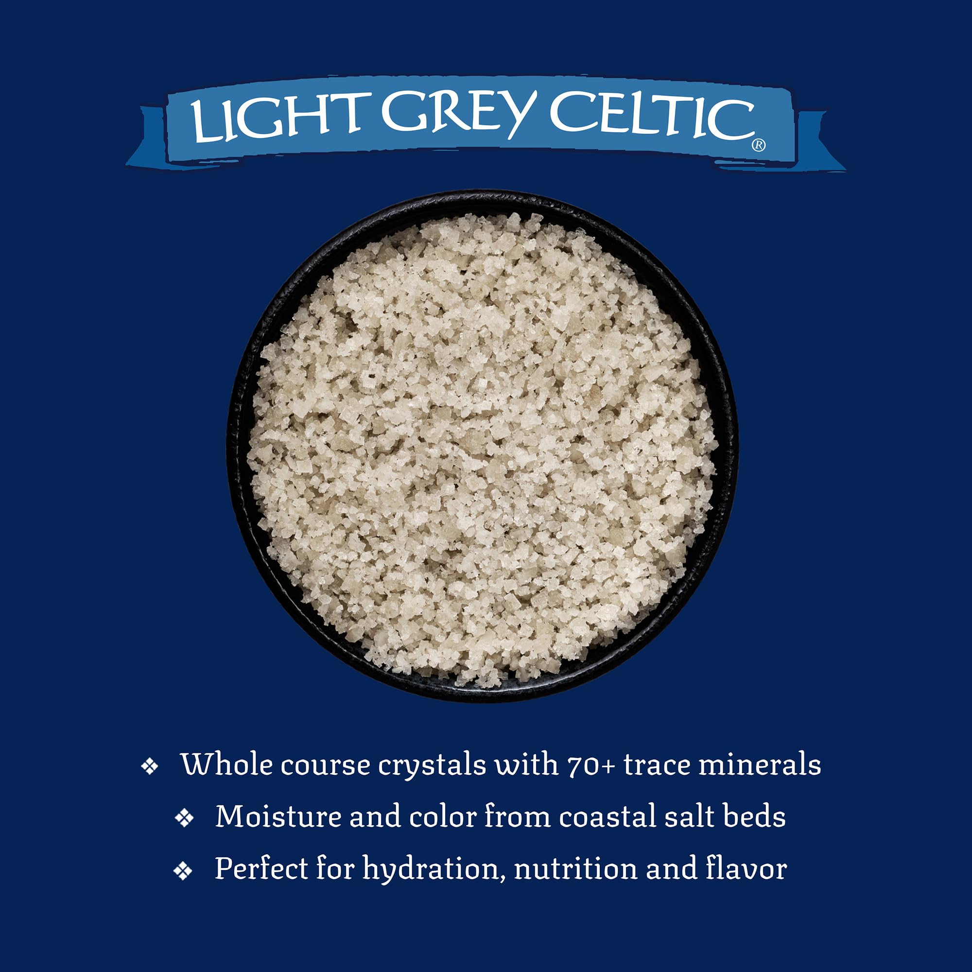 Celtic Sea Salt coarse crystals ready for grinder for precise seasoning
