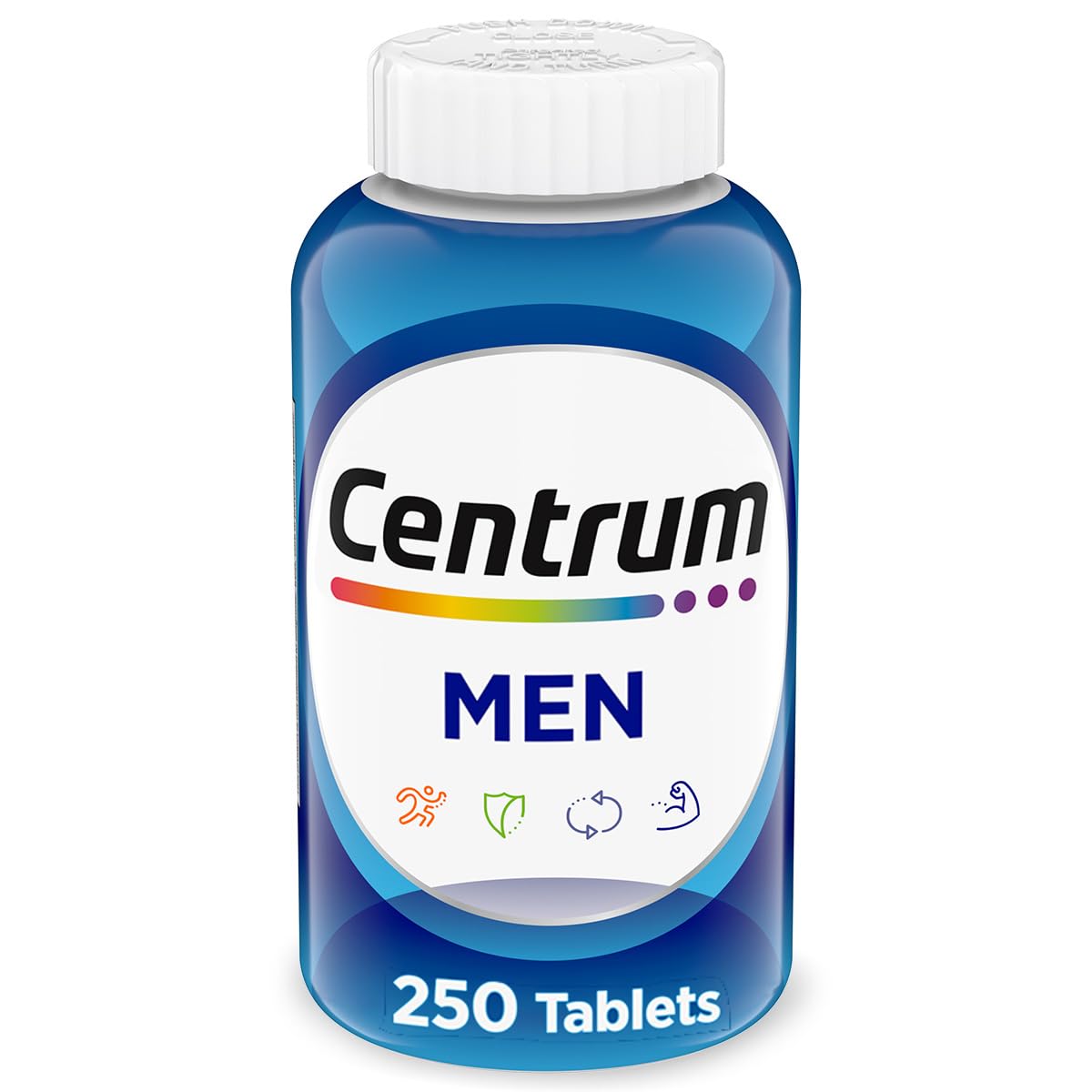 Centrum bottle front label showing product and benefits