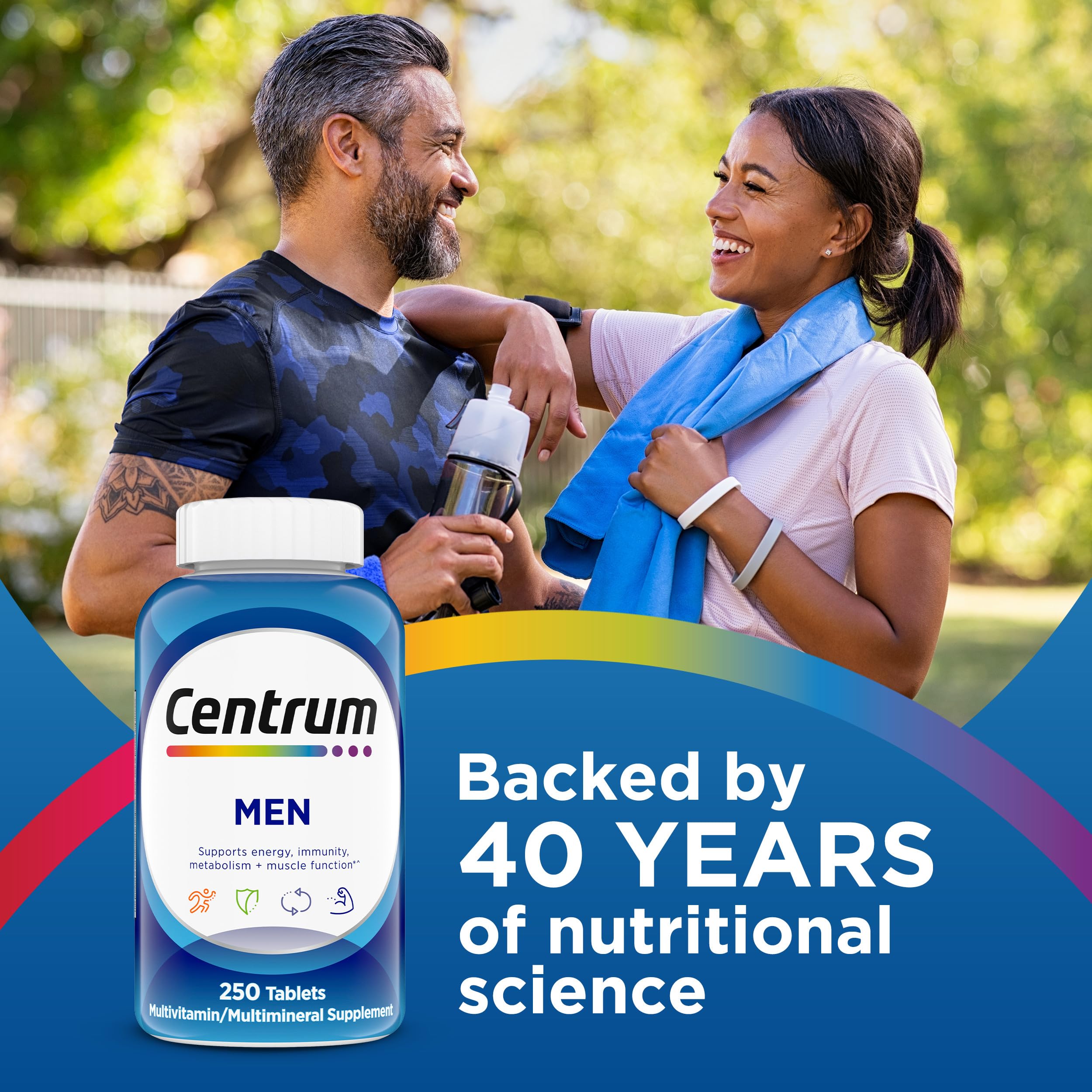 Centrum side label listing key ingredients and non-GMO claim