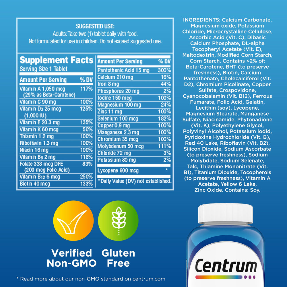 Centrum tablet held in hand illustrating single-day serving