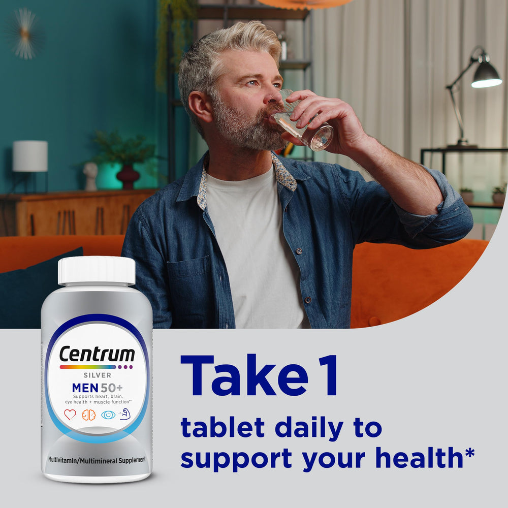 detailed view of Centrum Silver tablet coating for easier swallowing benefit