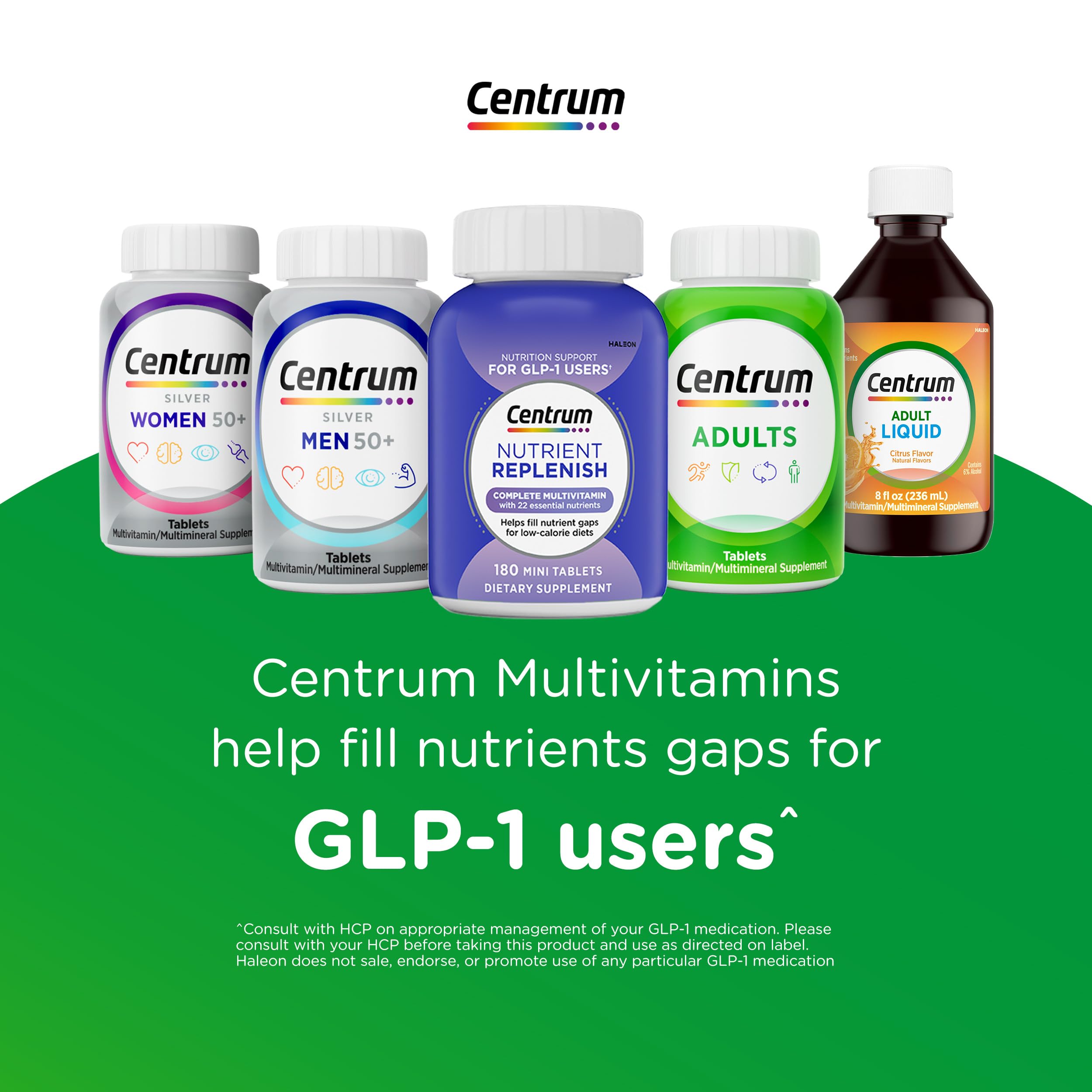 Centrum supplement facts close-up for clear dosage and content information