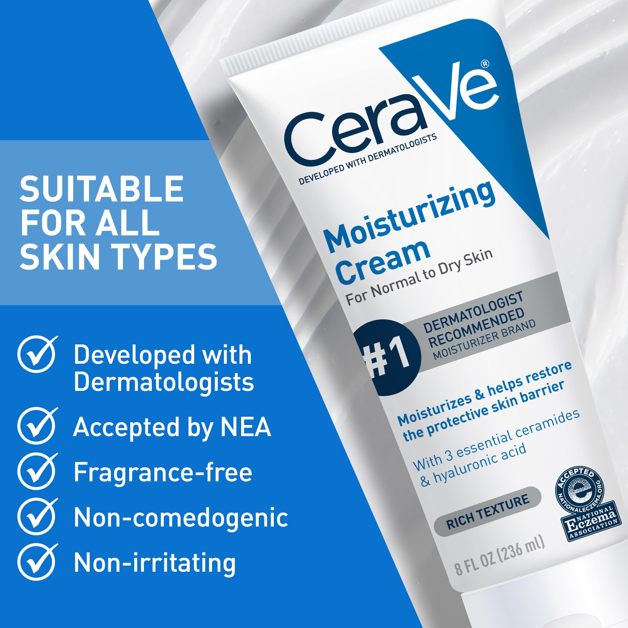 Applying a small amount of CeraVe on face for non-greasy moisture