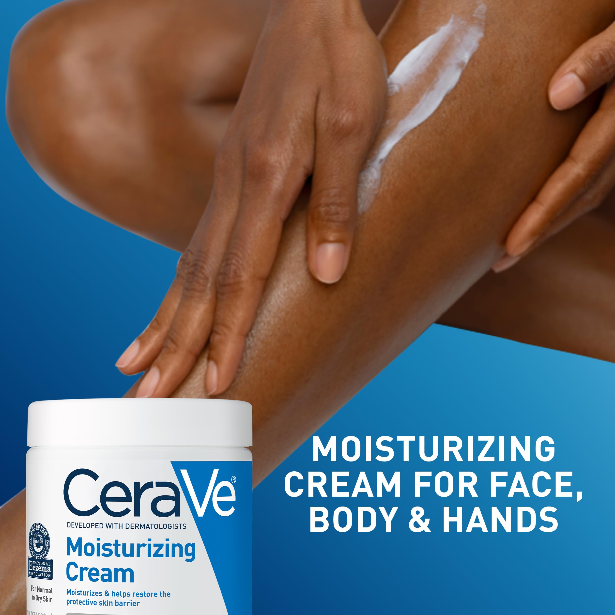 Person applying CeraVe cream to hands for immediate hydration benefit