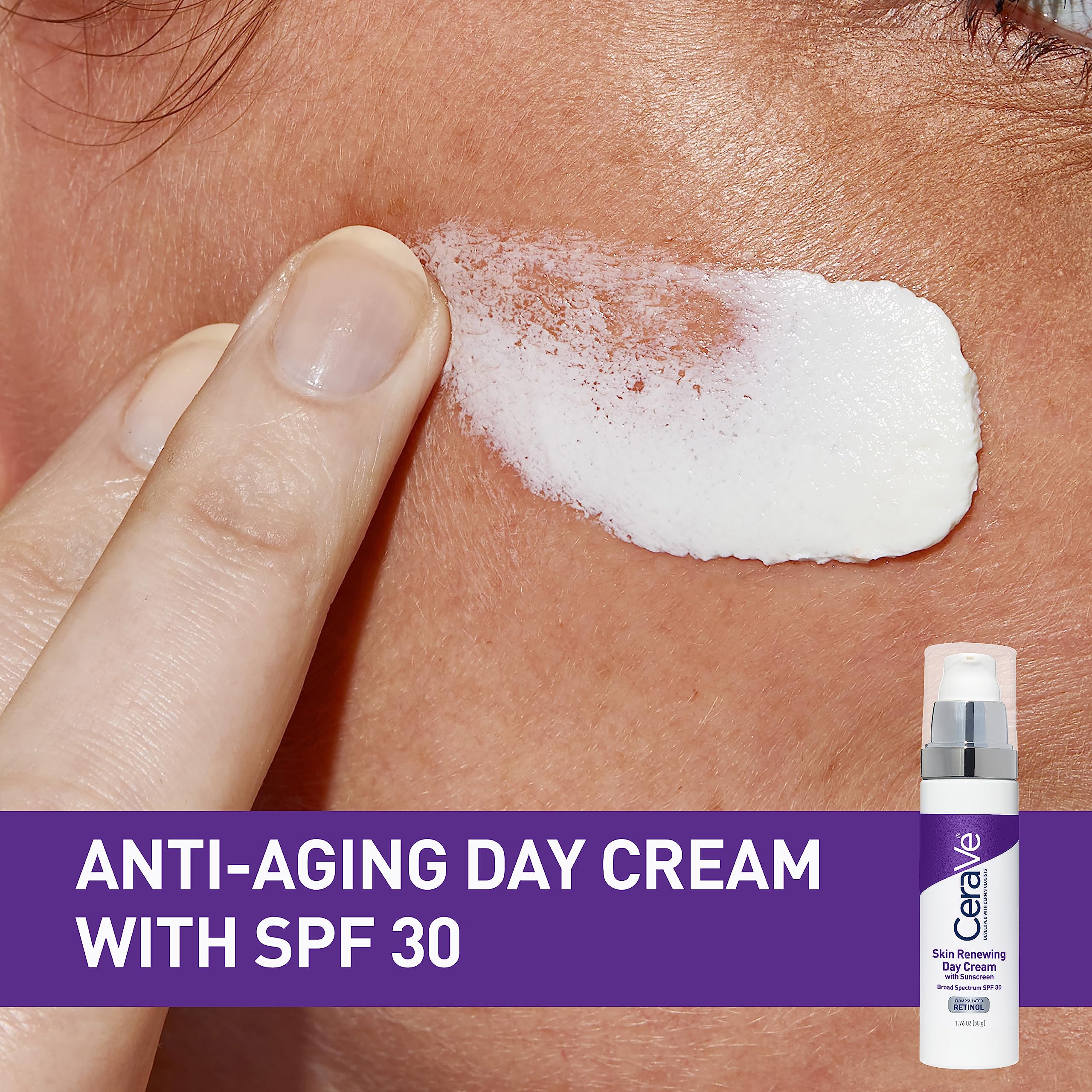 CeraVe Day Cream dispensing pump illustrating easy controlled application